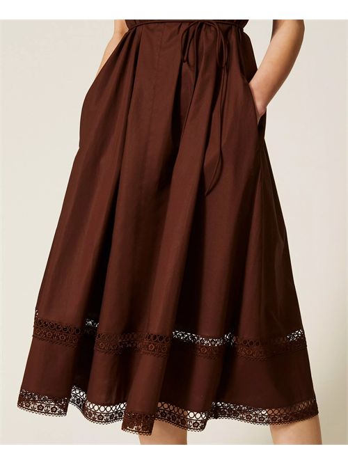 Abito lungo in popeline con ricamo TWINSET | TT2250/12110